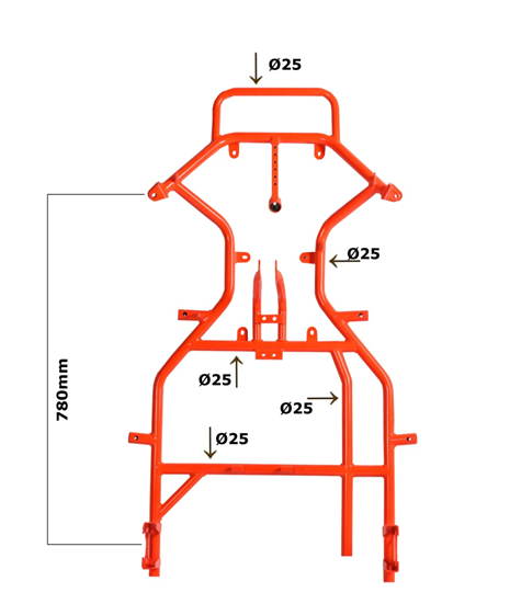 Intrepid Kart BABY KART CHASSIS mod.SCOUT tubes Γ25 wheelbase 780mm READY TO GO - HONDA ENGINE GXH35