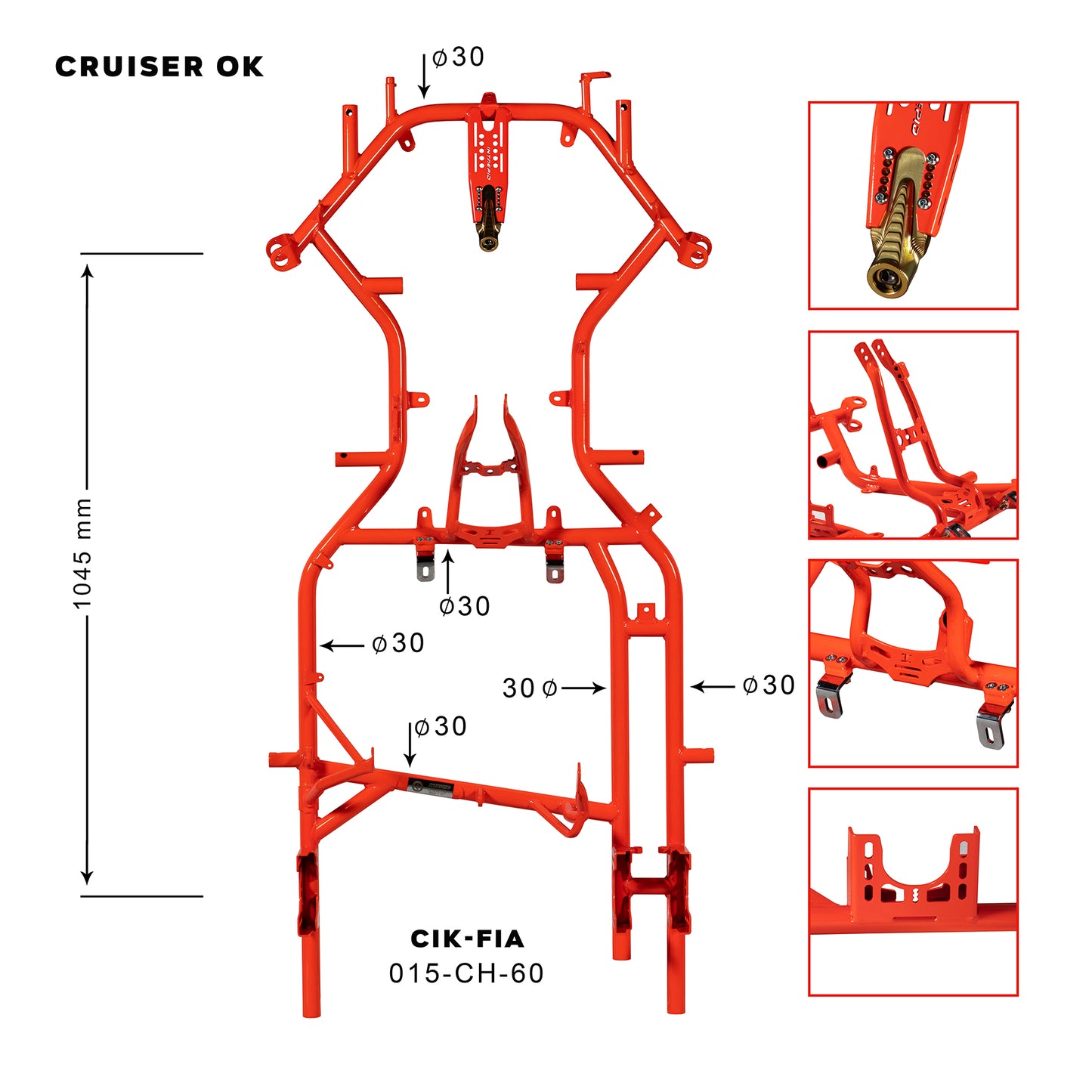 Intrepid Kart CHASSIS OK/JR - OK mod.CRUISER MS3 tube Ø30mm wheelbase 1048mm CIK/FIA 015-CH-60 ***MAGNESIUM CONFIGURATION*** - NEW HOMOLOGATION 2025/27