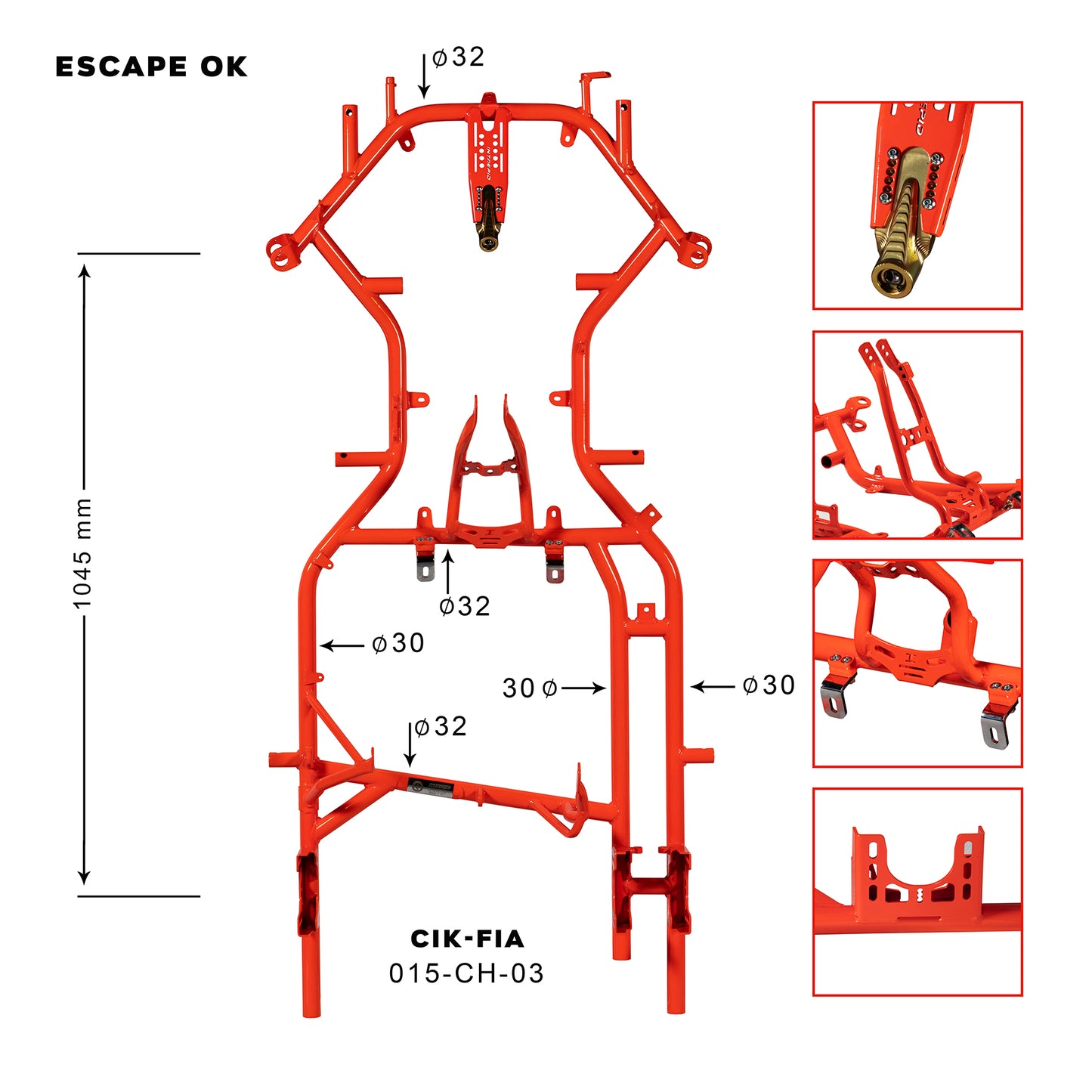 Intrepid Kart CHASSIS OK/JR - OK mod.ESCAPE-17 tube Ø32-30mm wheelbase 1050mm CIK/FIA 015-CH-03 *** MAGNESIUM CONFIGURATION*** - NEW HOMOLOGATION 2025/27