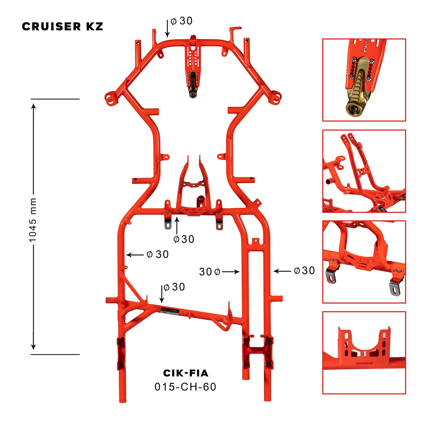 Intrepid Kart Chassis KZ mod.CRUISER MS3 tube Ø30mm wheelbase 1048mm CIK/FIA 015-CH-60 *** MAGNESIUM CONFIGURATION *** - NEW HOMOLOGATION2025/2027