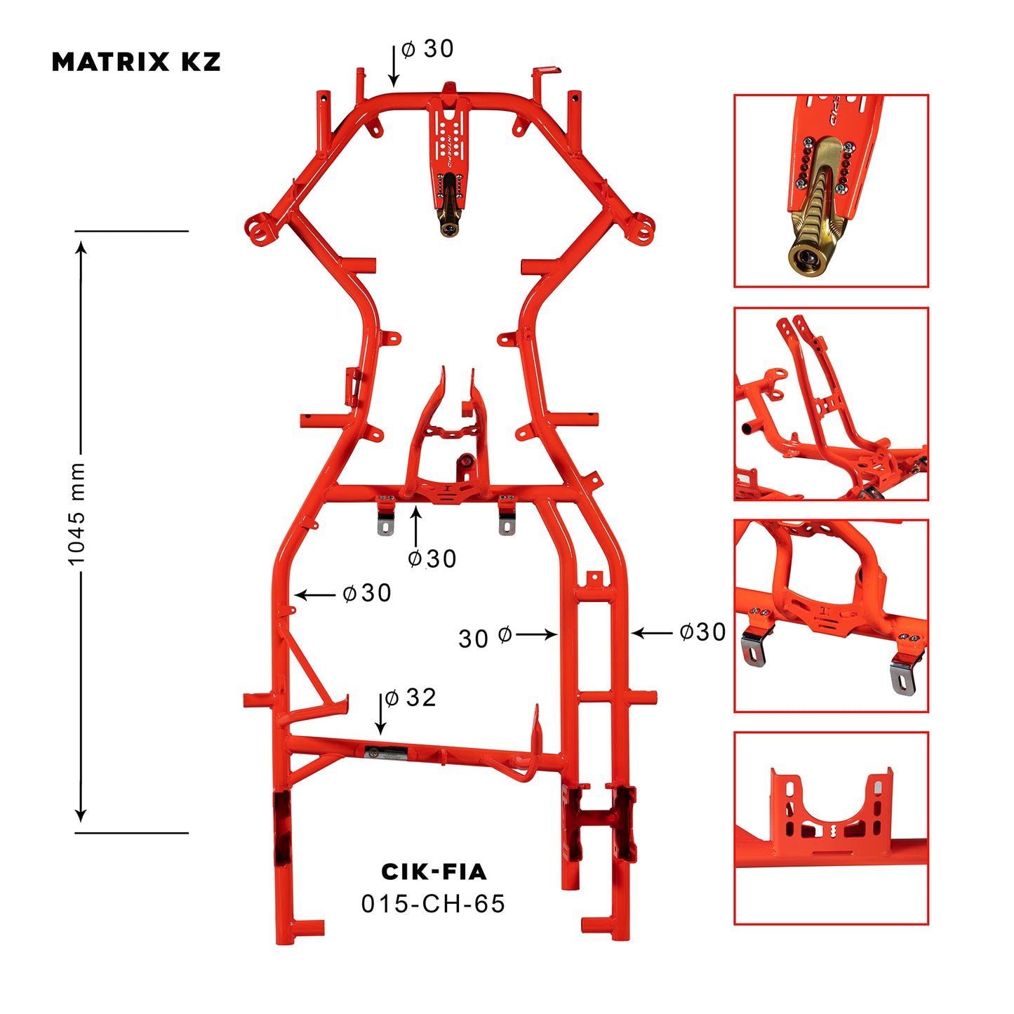 Intrepid Kart KZ CHASSIS mod.MATRIX tube Ø30-32mm wheelbase 1048mm CIK/FIA 015-CH-65 *** MAGNESIUM CONFIGURATION*** - NEW HOMOLOGATION 2025/27