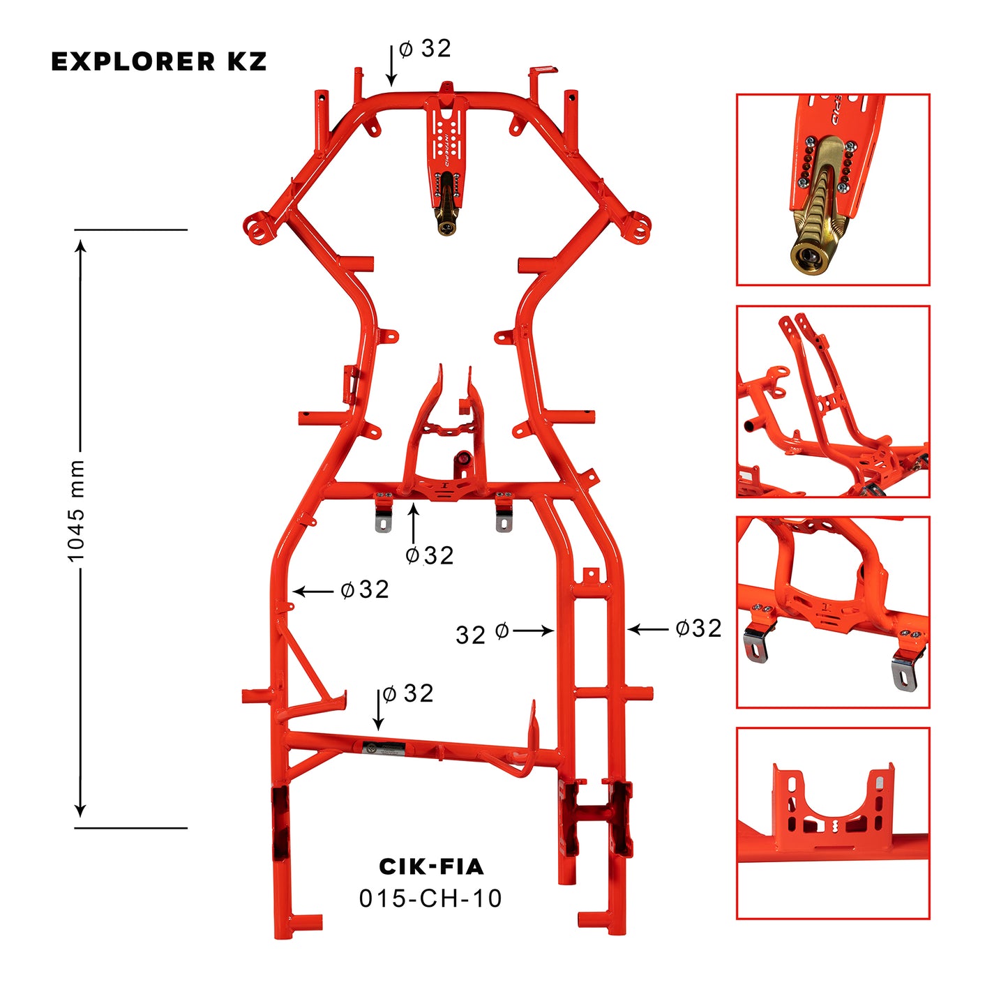 Intrepid Kart KZ CHASSIS mod.EXPLORER tube Ø32mm WHELLBASE CIK/FIA 015-CH-10 *** MAGNESIUM CONFIGURATION*** - NEW HOMOLOGATION 2025/27