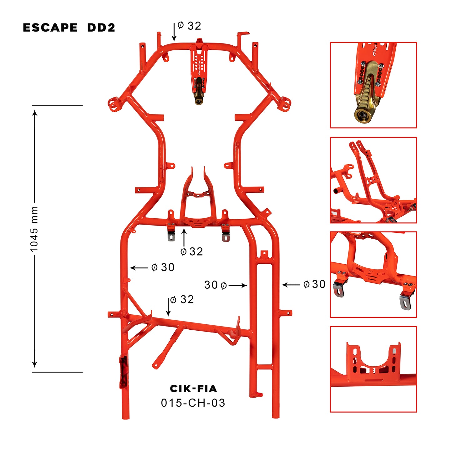 Intrepid Kart DD2 CHASSIS mod.ESCAPE-17 tubo Ø32-30mm wheelbase 1050mm